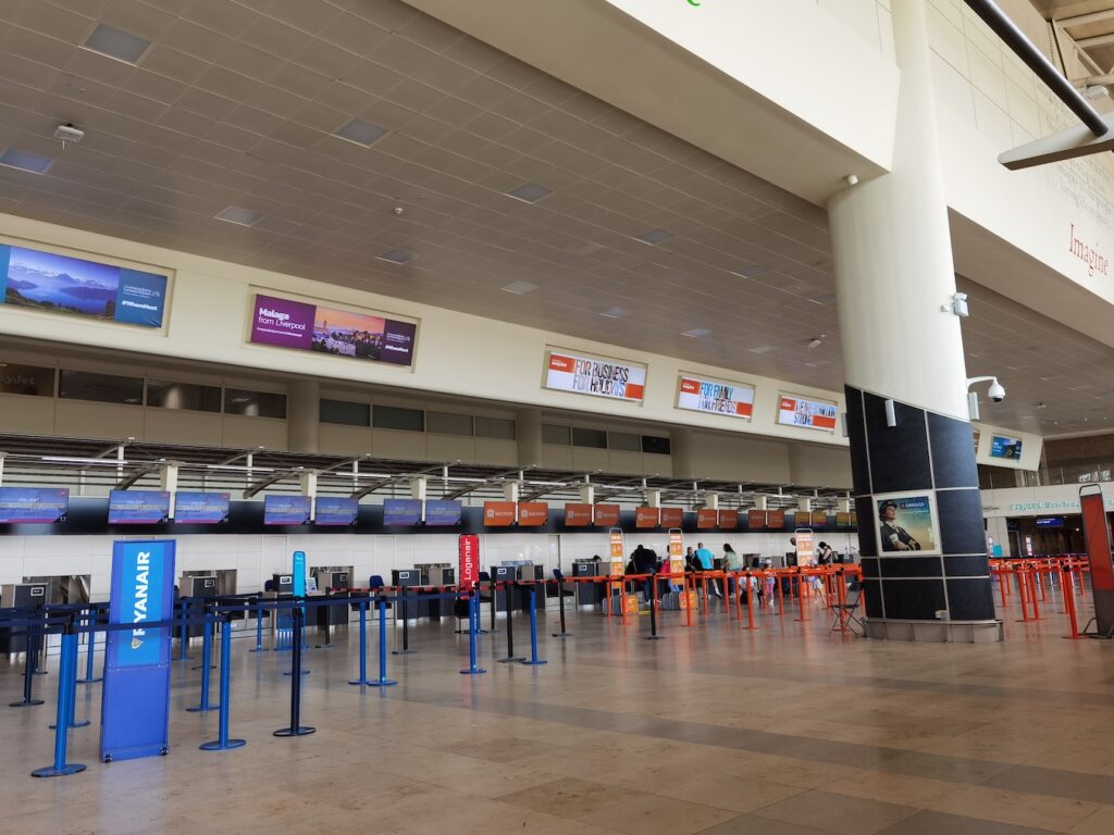 Almost empty departure lounge at Liverpool Airport