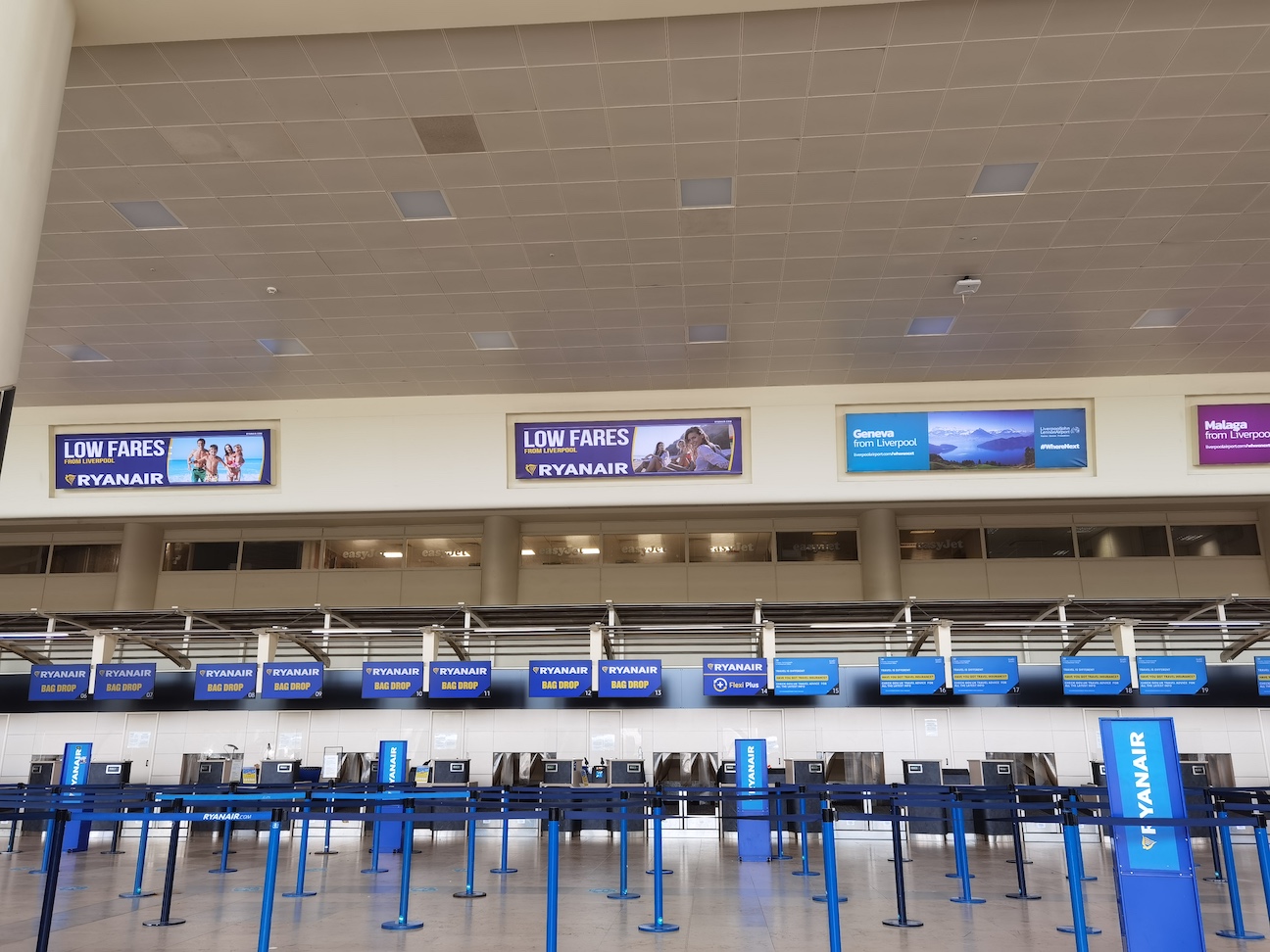 Empty desks at Liverpool Airport